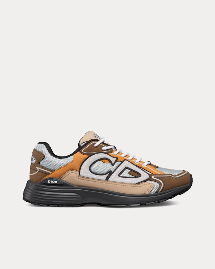 B30 Gray Mesh with Brown, Orange and Beige Technical Fabric Low Top Sneakers - Crown & Consign
