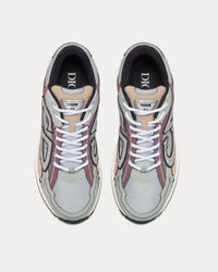 B30 Gray Mesh with Light Green, Beige and Lavender Technical Fabric Low Top Sneakers View 2