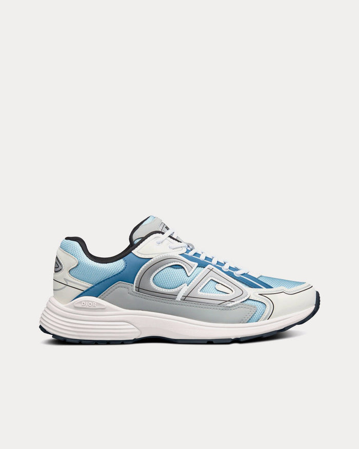 B30 Light Blue Mesh and Dior Gray, White and Blue Technical Fabric Low Top Sneakers - Crown & Consign