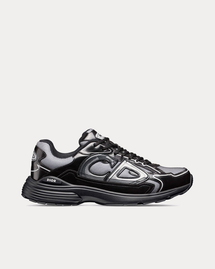 B30 Light Gray Technical Mesh and Black Brilliant-Finish Technical Fabric Low Top Sneakers - Crown & Consign