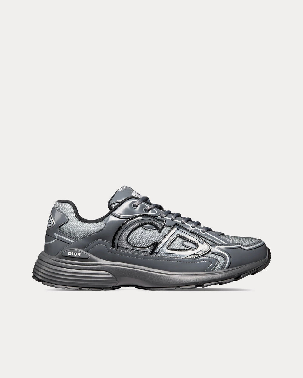 B30 Light Gray Technical Mesh and Gray Brilliant-Finish Technical Fabric Low Top Sneakers