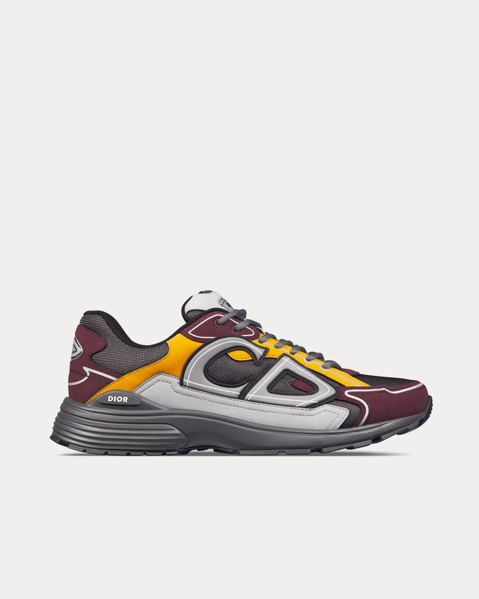 B30 Mesh & Technical Deep Gray Mesh with Burgundy, Yellow and Gray Technical Fabric Low Top Sneakers - Crown & Consign