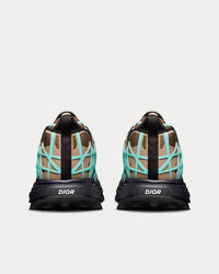 B31 Runner Technical Mesh & Rubber with Warped Cannage Motif Khaki / Turquoise / Black Low Top Sneakers View 3