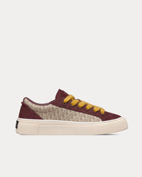 B33 Beige Dior Oblique Jacquard and Burgundy Suede Low Top Sneakers View 1