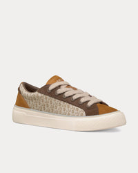 B33 Beige Dior Oblique Jacquard with Brown and Cognac Suede Low Top Sneakers View 3