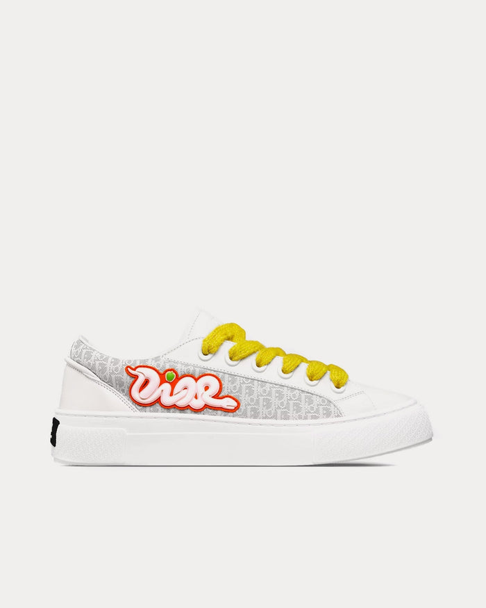 B33 Calfskin & Dior Oblique Canvas White / Grey Low Top Sneakers - Crown & Consign