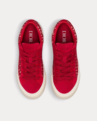 B33 Dior Oblique Mohair & Suede Red Low Top Sneakers View 2