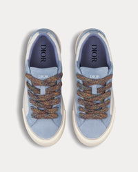 B33 Gray and White Dior Oblique Jacquard and Blue Suede Low Top Sneakers View 2