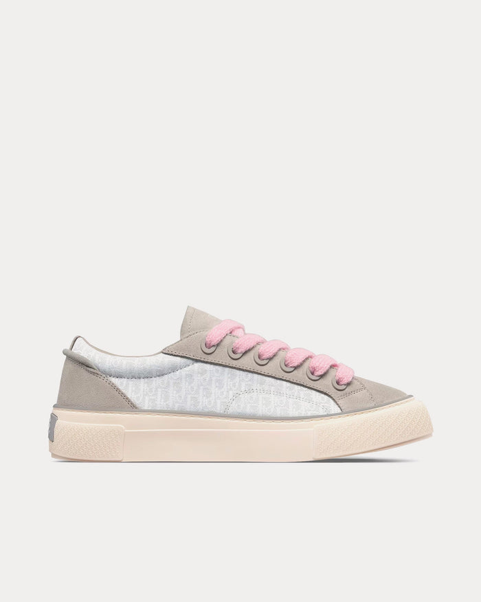 B33 Gray and White Dior Oblique Jacquard and Gray Suede Low Top Sneakers - Crown & Consign