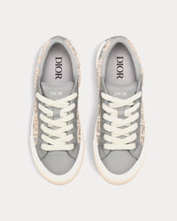 B33 Gray Smooth Calfskin with Cream Dior Oblique Raised Embroidery Low Top Sneakers View 2