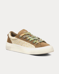 B33 Khaki and Cream Dior Oblique Jacquard and Khaki Suede Low Top Sneakers View 3