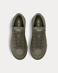 B33 Khaki Grained Calfskin and Khaki Dior Gravity Leather Low Top Sneakers View 2