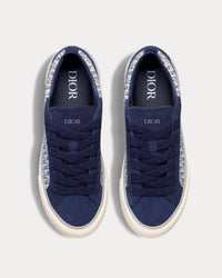 B33 Navy Blue Dior Oblique Jacquard and Suede Low Top Sneakers View 2