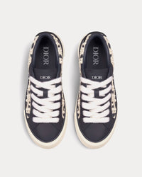 B33 Navy Blue Smooth Calfskin and Cream Dior Oblique Raised Embroidery Low Top Sneakers View 2
