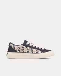 B33 Navy Blue Smooth Calfskin and Cream Dior Oblique Raised Embroidery Low Top Sneakers View 1