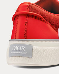 B33 Red Smooth Calfskin and Red Dior Oblique Jacquard Low Top Sneakers View 4