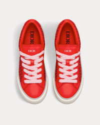 B33 Red Smooth Calfskin and Red Dior Oblique Jacquard Low Top Sneakers View 2