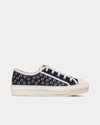 Walk'n'Dior Cotton Denim Embroidered with Eyelet Blue Motif Low Top Sneakers