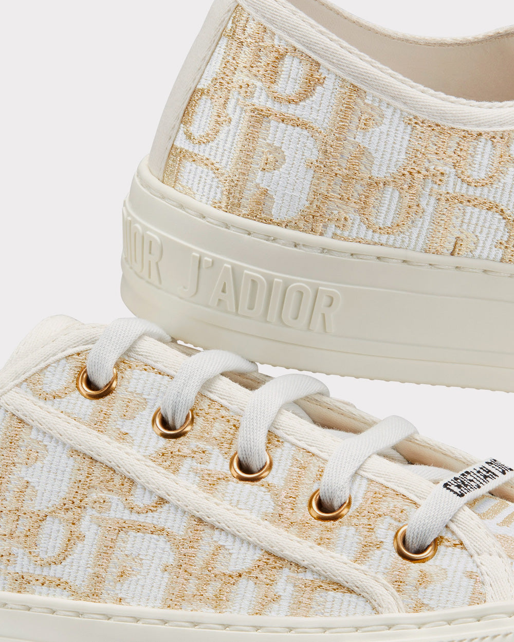Walk'n'Dior Gold-Tone Dior Oblique Cotton with Metallic Thread Embroidery Low Top Sneakers