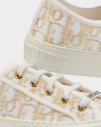 Walk'n'Dior Gold-Tone Dior Oblique Cotton with Metallic Thread Embroidery Low Top Sneakers