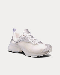 Vibe White Mesh and Silver-Tone Leather Low Top Sneakers