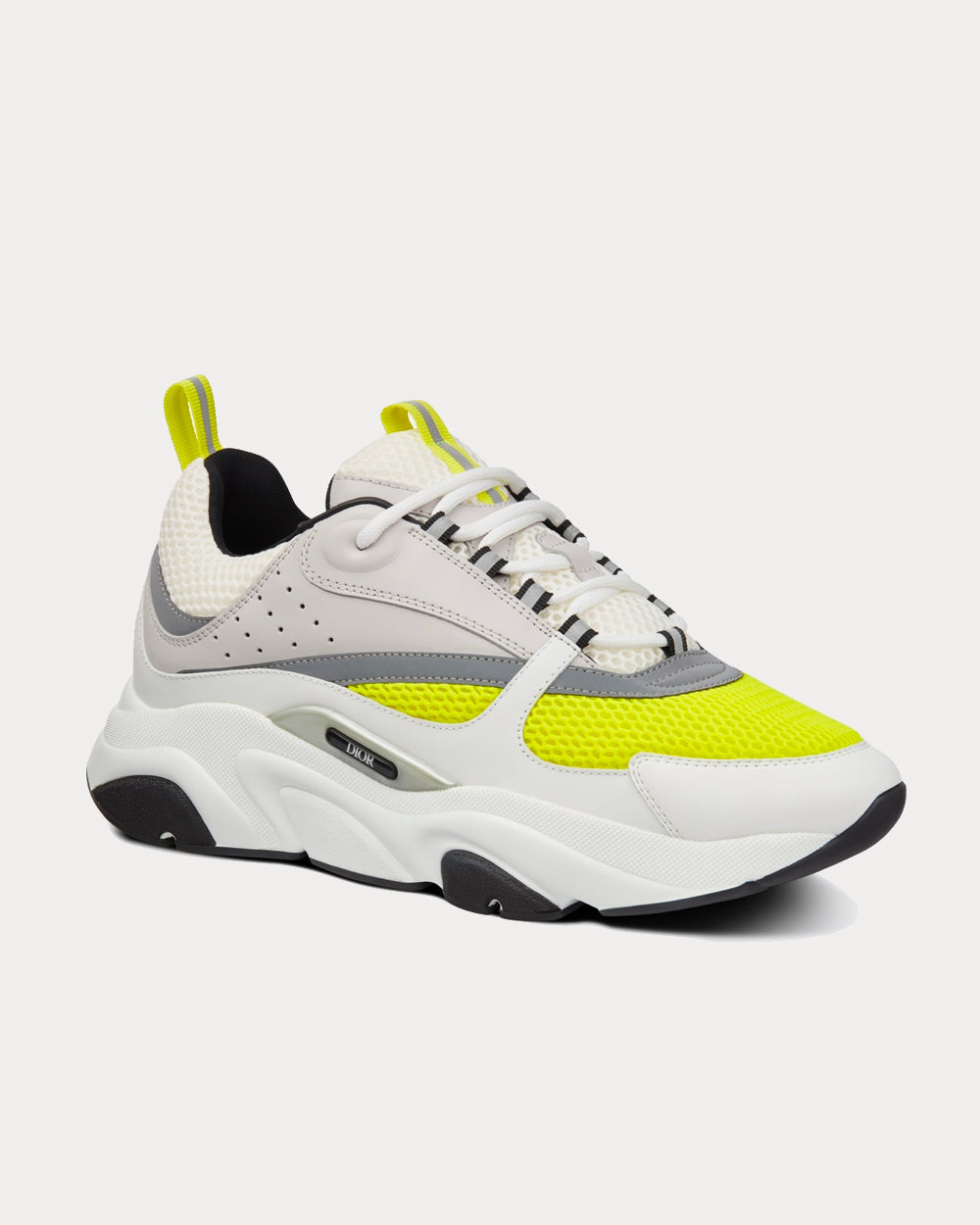 B22 White and Yellow Technical Mesh with Beige and White Smooth Calfskin Low Top Sneakers