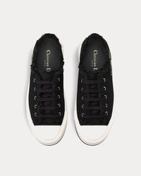 Dioriviera Walk'n'Dior Platform Black Fringed and Embroidered Cotton Canvas Low Top Sneakers