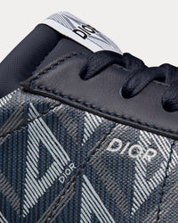 B101 Navy Blue CD Diamond Canvas, Smooth Calfskin and Nubuck Low Top Sneakers