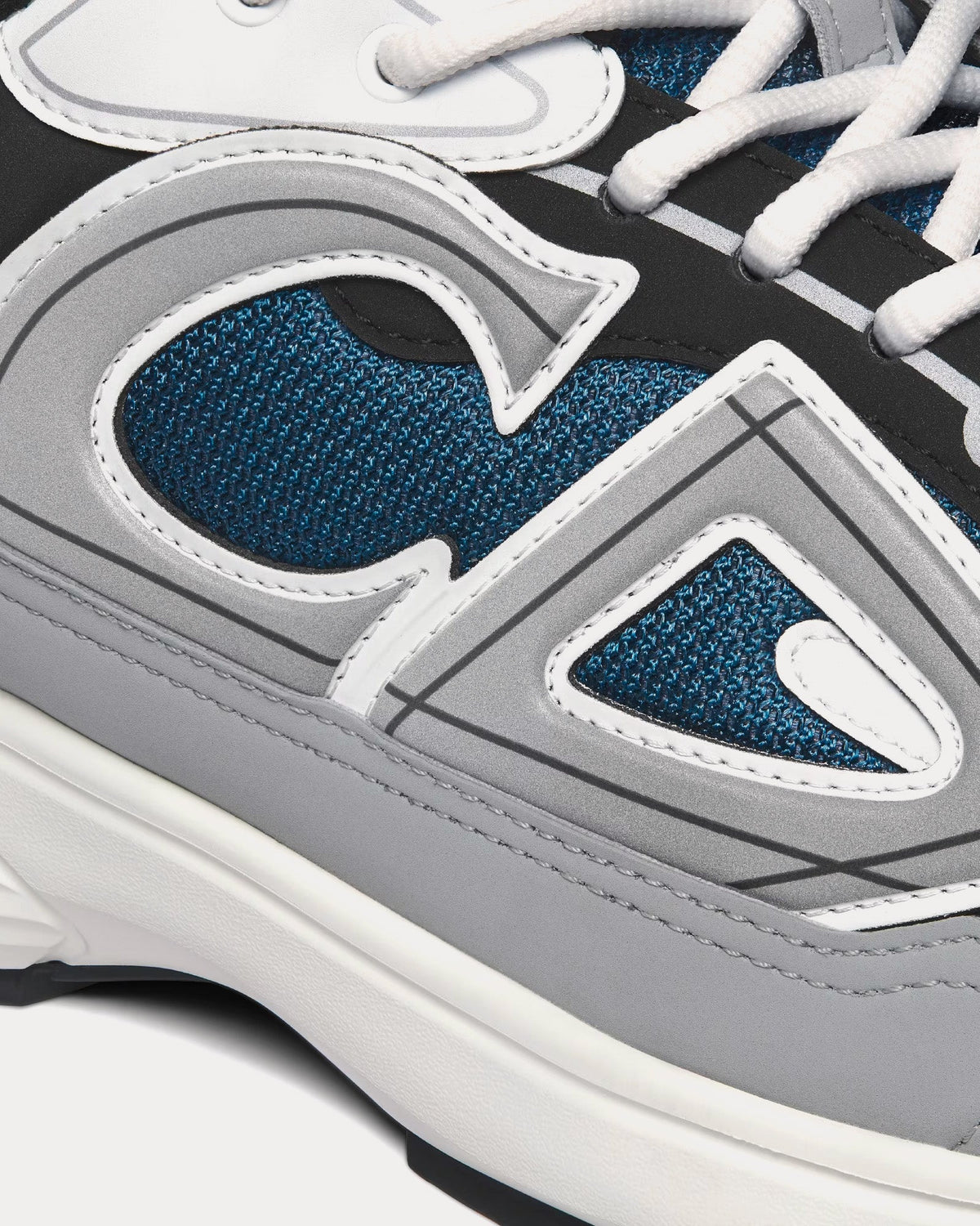 B30 Blue Mesh and White, Gray and Black Technical Fabric Low Top Sneakers