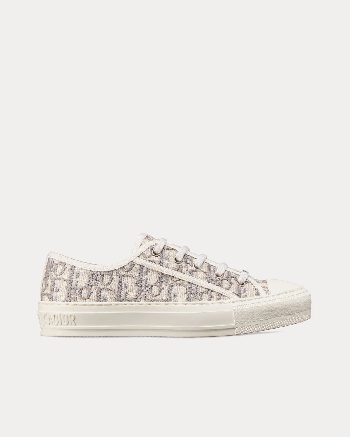 Walk'n'Dior Gray Stone Dior Oblique Embroidered Cotton Low Top Sneakers