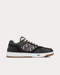 B27 Black Smooth Calfskin with Beige and Black Dior Oblique Jacquard Low Top Sneakers