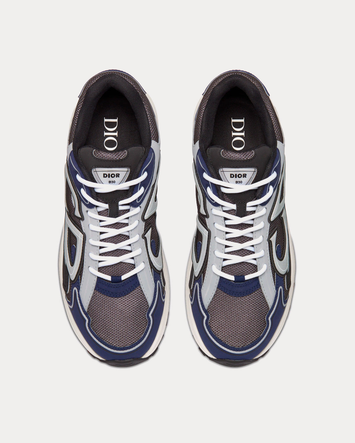 B30 Anthracite Gray Mesh and Black, Blue and Dior Gray Technical Fabric Low Top Sneakers