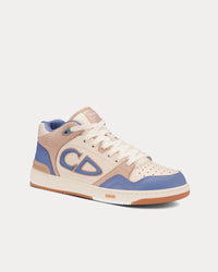 B57 Blue and Cream Smooth Calfskin and Beige Suede Mid Top Sneakers View 3