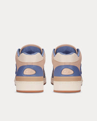 B57 Blue and Cream Smooth Calfskin and Beige Suede Mid Top Sneakers View 4