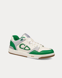 B57 Green and Cream Smooth Calfskin with Light Gray Suede Low Top Sneakers View 3