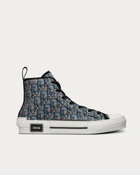 B23 Beige and Blue Dior Oblique Strass High Top Sneakers