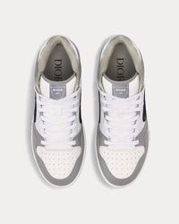 B57 Gray and White Smooth Calfskin with Beige and Black Dior Oblique Jacquard Mid Top Sneakers