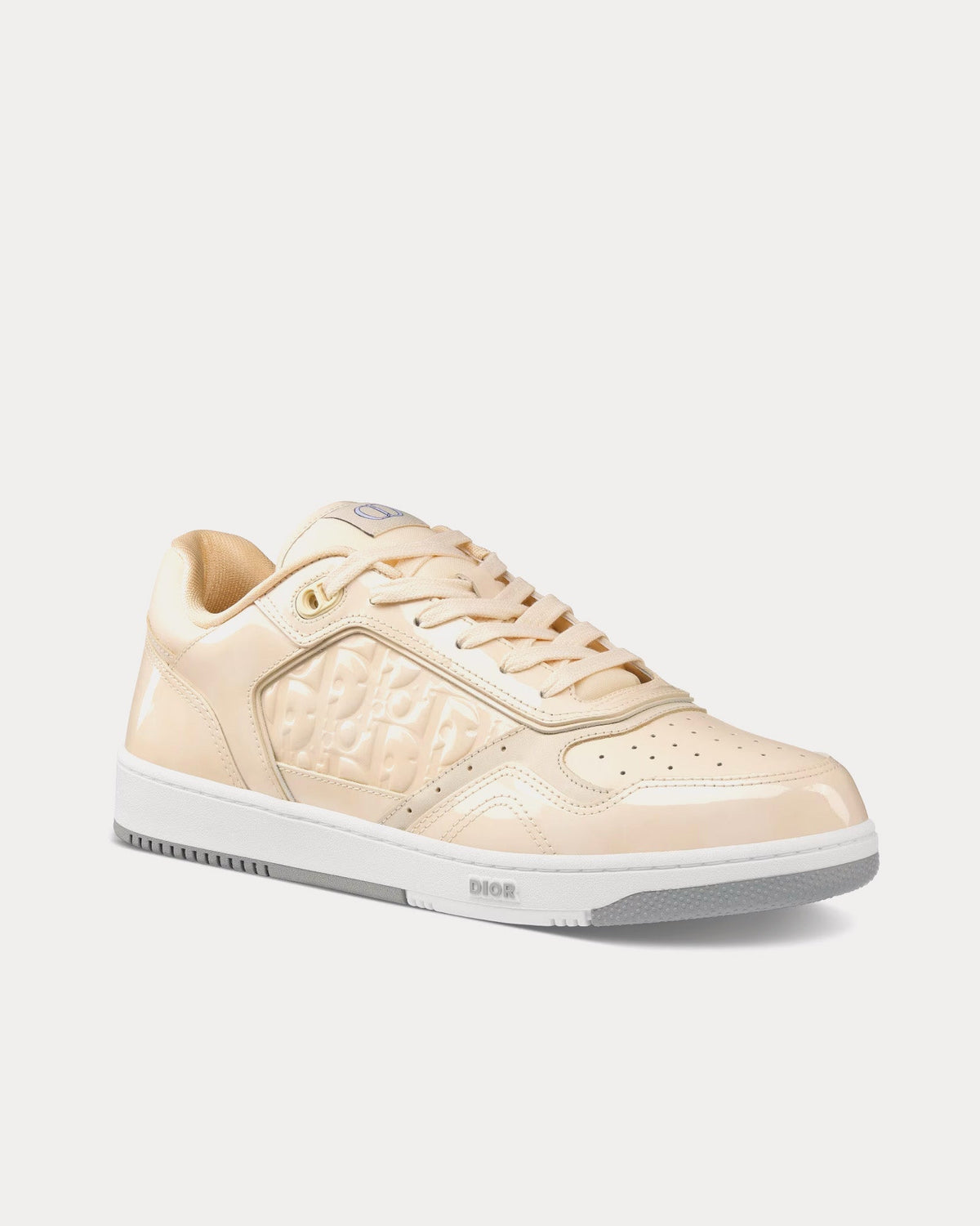 B27 Cream Patent Calfskin and Dior Oblique Gravity Leather Low Top Sneakers