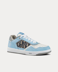 B27 Light Blue, White and Dior Gray Smooth Calfskin with Beige and Black Dior Oblique Jacquard Low Top Sneakers