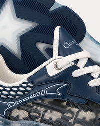 Vibe Deep Blue Dior Oblique Technical Fabric and Transparent Rubber Low Top Sneakers
