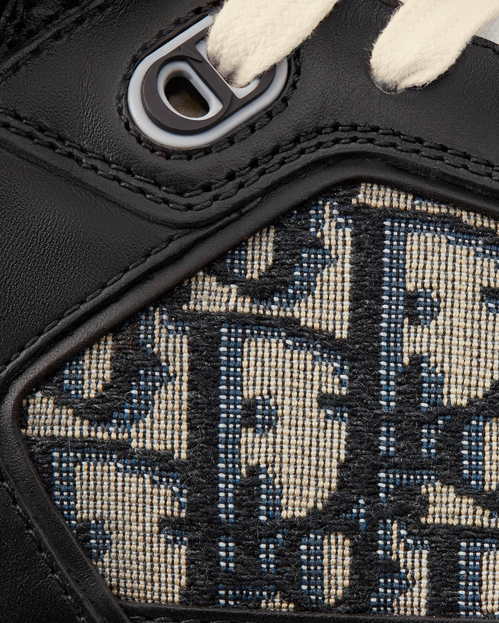 B27 Black Smooth Calfskin with Beige and Black Dior Oblique Jacquard High Top Sneakers