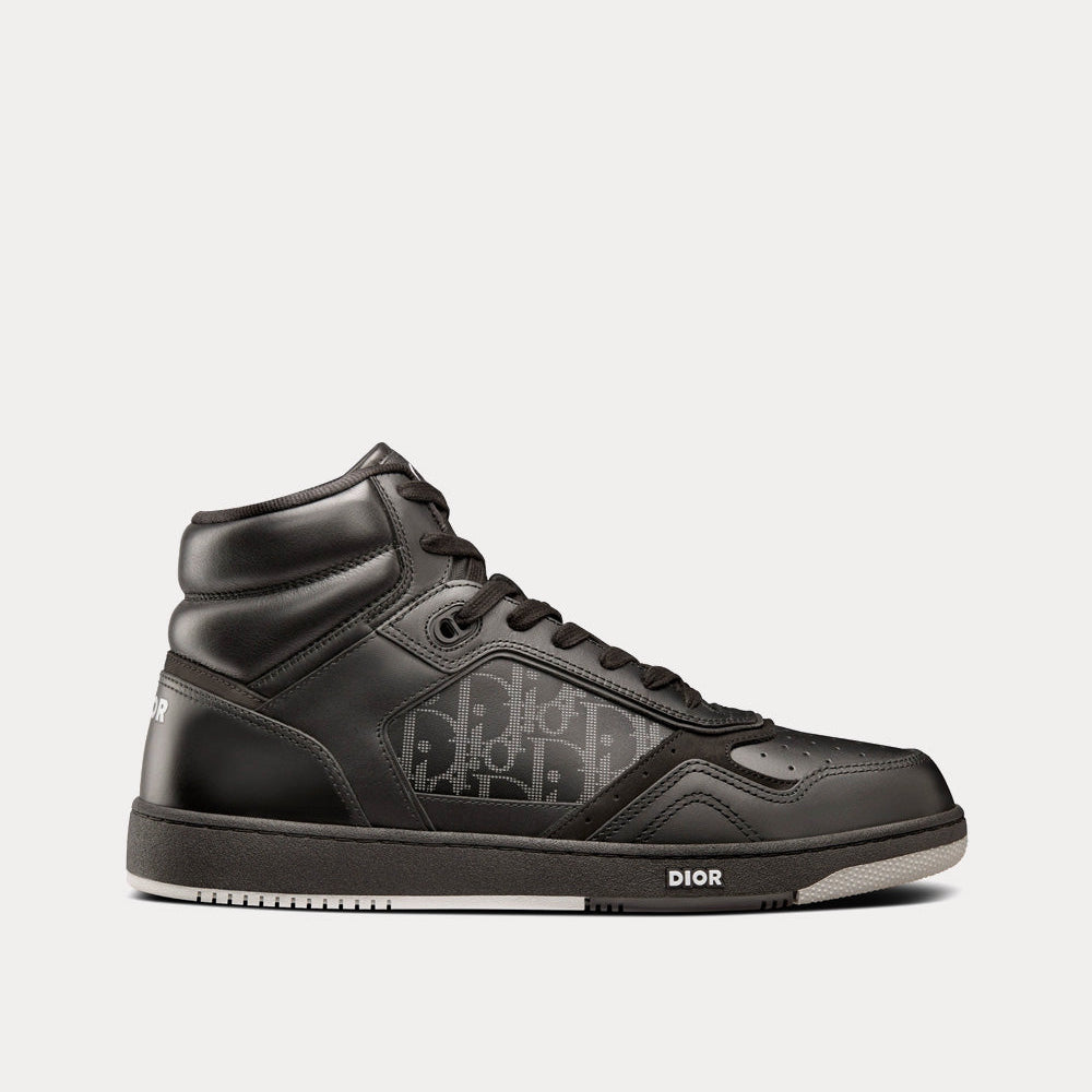 B27 Black Dior Oblique Galaxy Leather with Smooth Calfskin and Suede High Top Sneakers