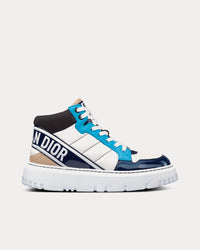 D-Player Blue Multicolor Technical Fabric, Suede and Calfskin High Top Sneakers