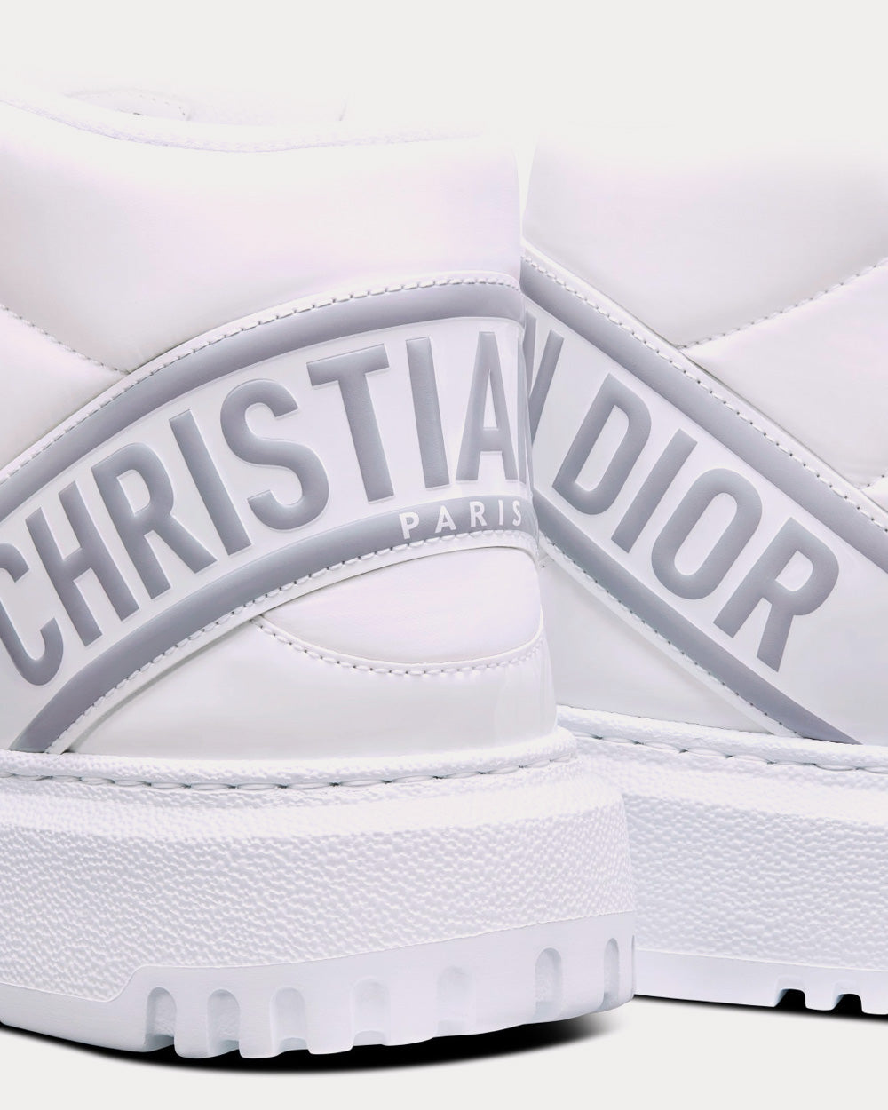 D-Player Quilted Nylon White High Top Sneakers