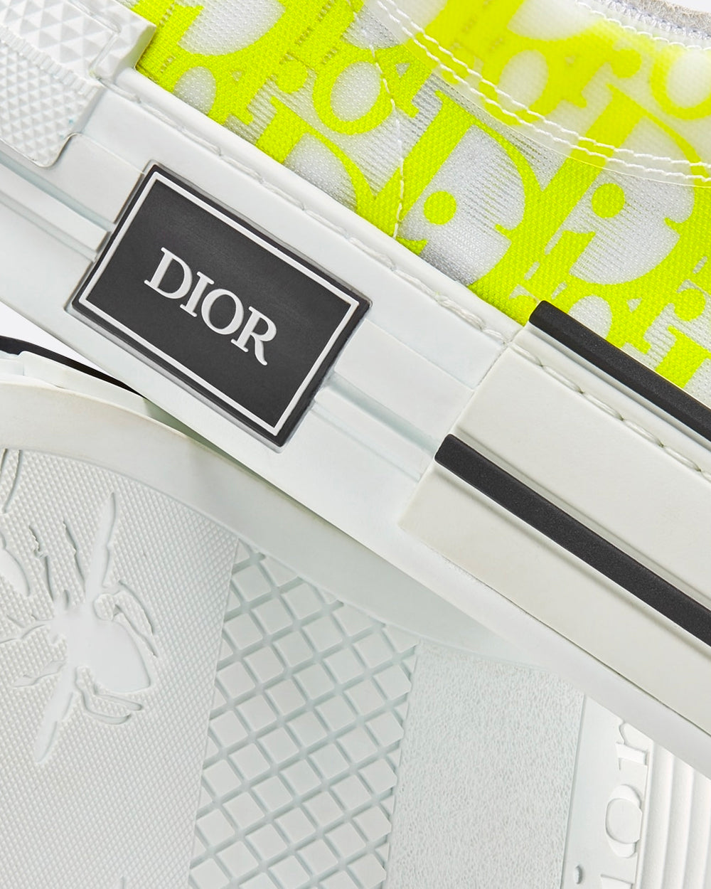 B23 White and Yellow Dior Oblique Canvas Low Top Sneakers