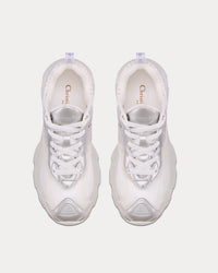 Vibe White Mesh and Silver-Tone Leather Low Top Sneakers