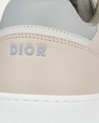B27 Gray and Beige Smooth Calfskin with Gray Dior Oblique Galaxy Leather Low Top Sneakers