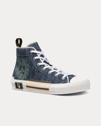 Dior Tears B23 Blue Dior Oblique and Peace Sign Dior Tears Denim High Top Sneakers