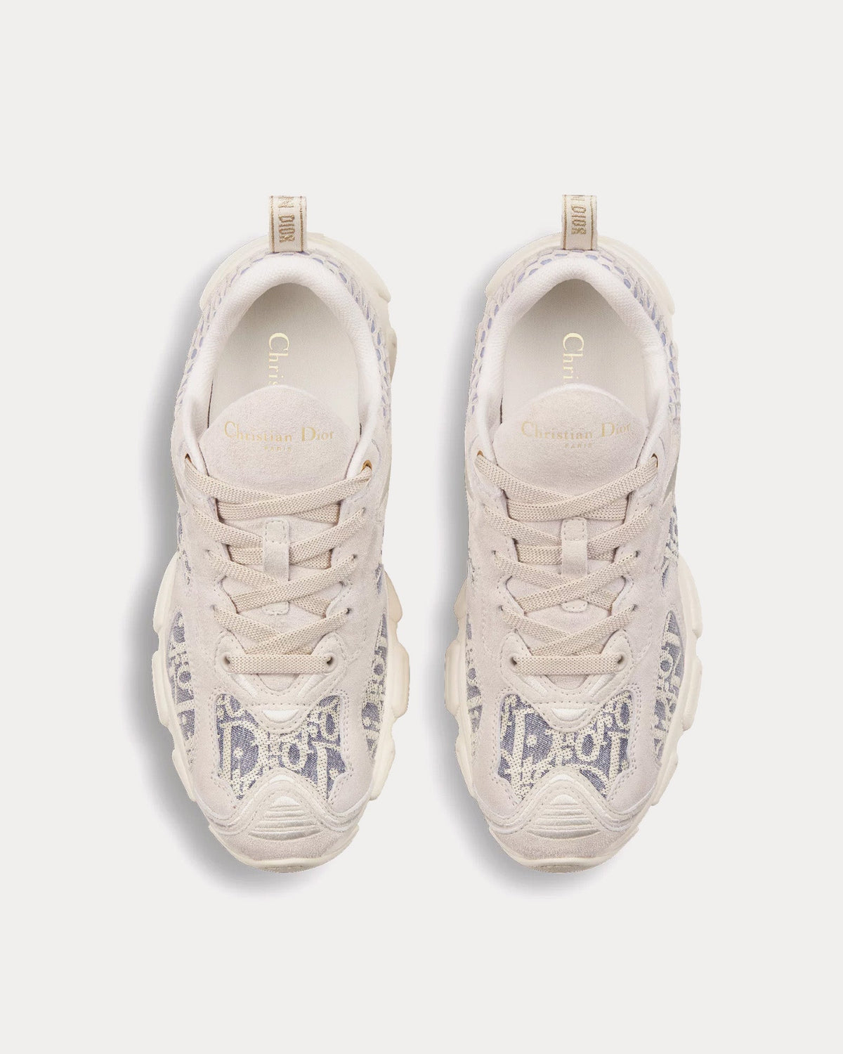 Dior Vibe Suede with Jacquard & Raffia Dior Oblique Motif Ecru / Chambray Blue Low Top Sneakers