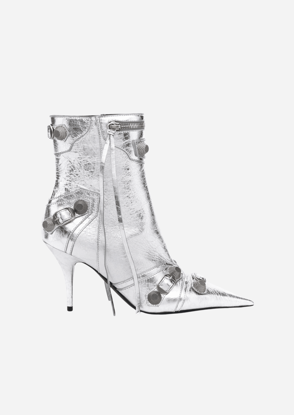 Balenciaga Le Cagole Stivaletti Argento in Pelle Metallizzata 90 mm